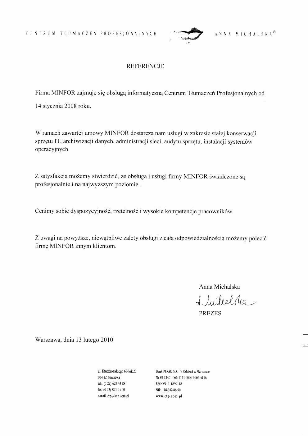 Referencje CTP