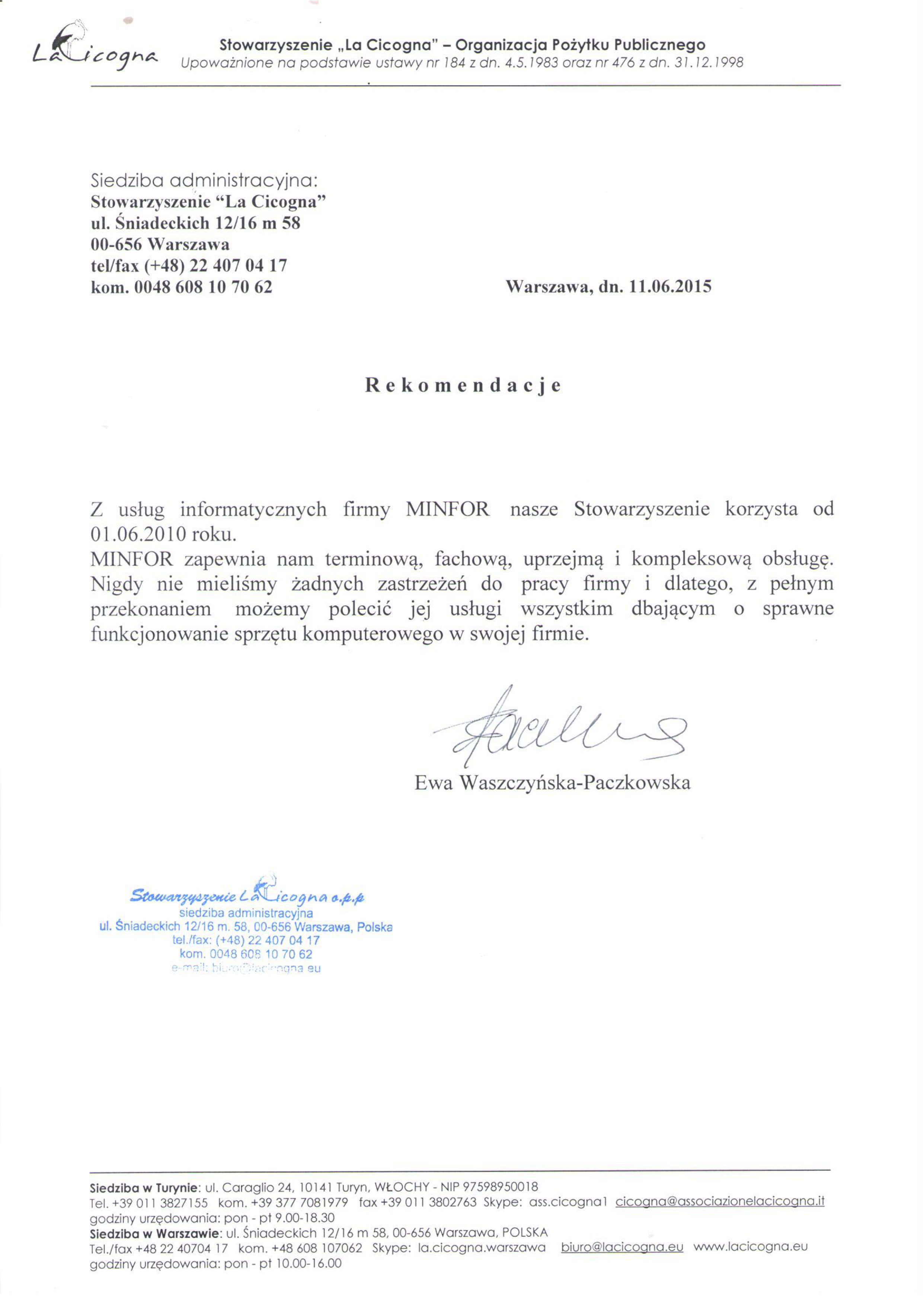 Referencje La Cicogna