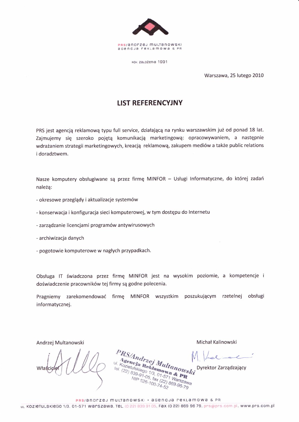 Referencje PRS